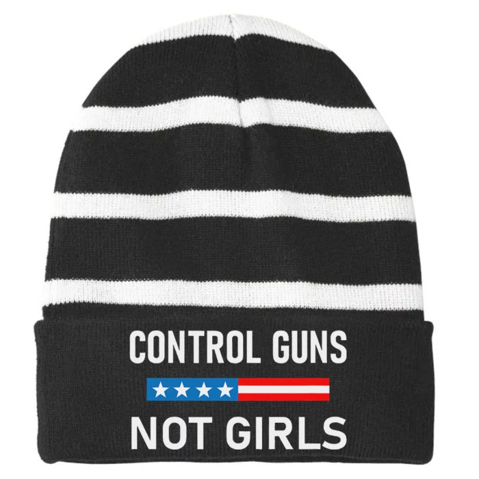 Control Guns Not Political Activism Striped Beanie with Solid Band