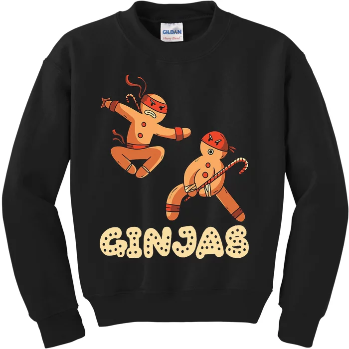 Christmas Ginjas Ninja Gingerbread Man Kids Sweatshirt