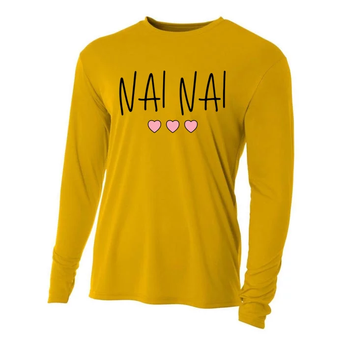 Chinese Grandma Nai Nai Grandmother Cute Pink Hearts Nai Nai Gift Cooling Performance Long Sleeve Crew