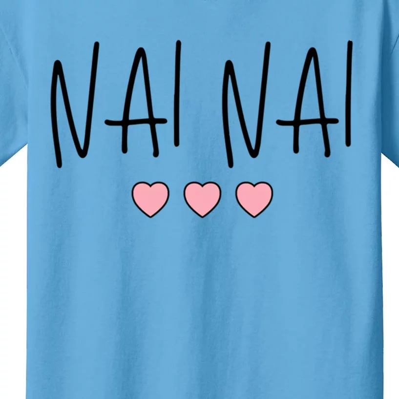 Chinese Grandma Nai Nai Grandmother Cute Pink Hearts Nai Nai Gift Kids T-Shirt