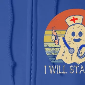 Cute Ghost Nurse I Will Stab You Halloween Spooky Season Gift Full Zip Hoodie