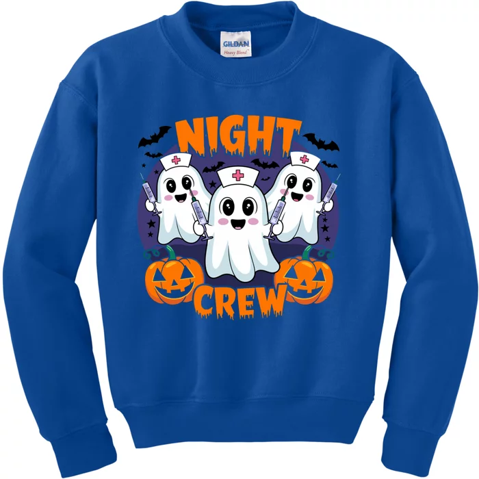 Cute Ghost Nurse Night Shift Crew Medical Humor Halloween Gift Kids Sweatshirt