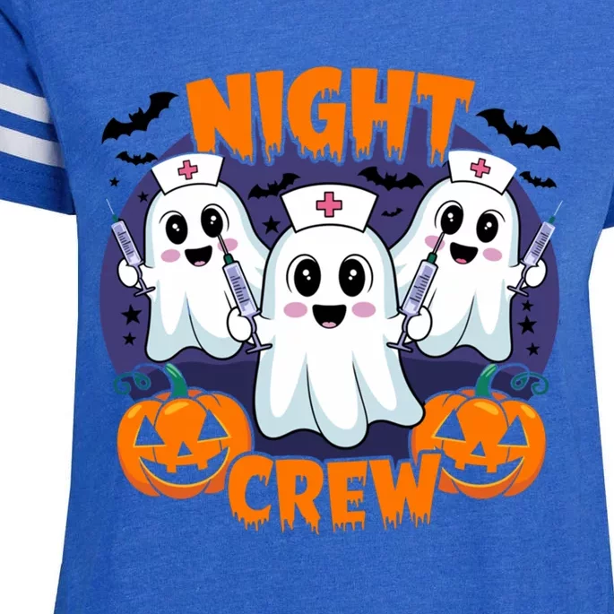 Cute Ghost Nurse Night Shift Crew Medical Humor Halloween Gift Enza Ladies Jersey Football T-Shirt