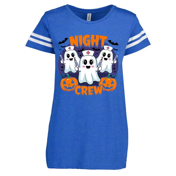 Cute Ghost Nurse Night Shift Crew Medical Humor Halloween Gift Enza Ladies Jersey Football T-Shirt