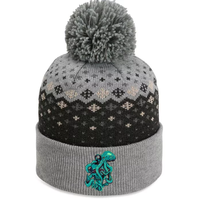 Cool Grunge Octopus Skull The Baniff Cuffed Pom Beanie