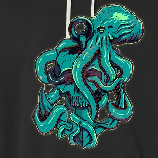 Cool Grunge Octopus Skull Garment-Dyed Fleece Hoodie