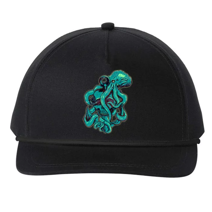 Cool Grunge Octopus Skull Snapback Five-Panel Rope Hat