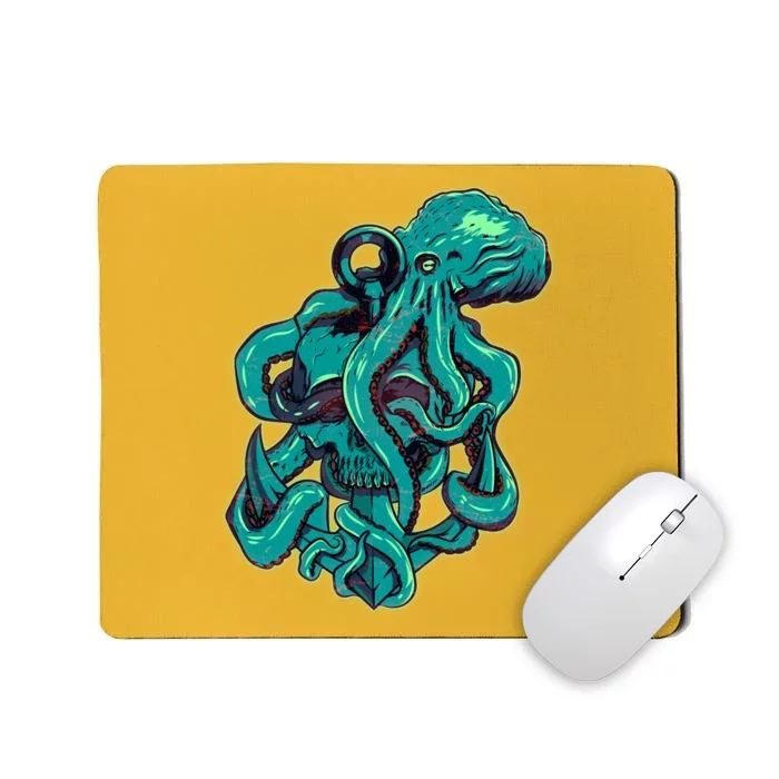 Cool Grunge Octopus Skull Mousepad