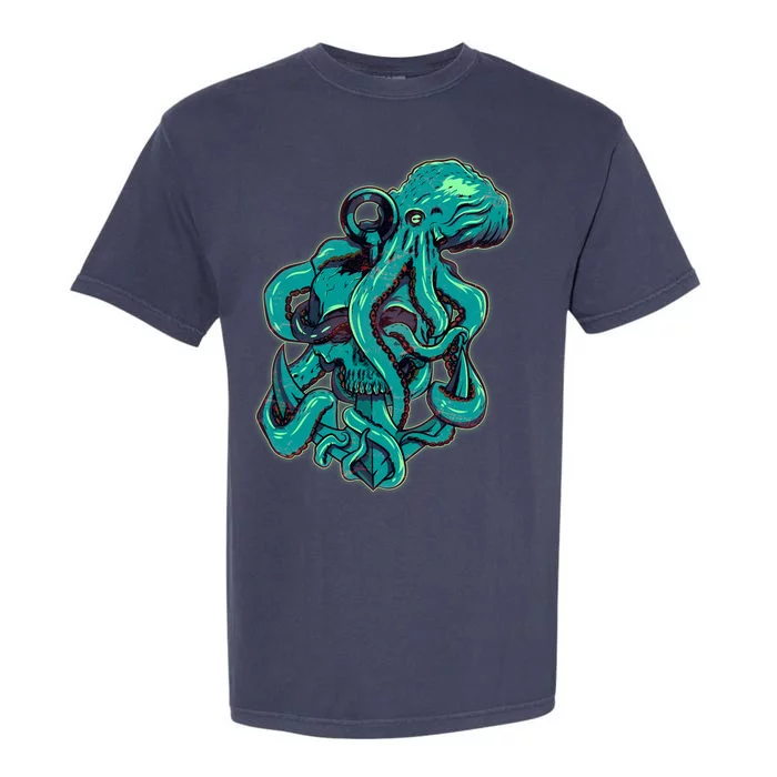 Cool Grunge Octopus Skull Garment-Dyed Heavyweight T-Shirt