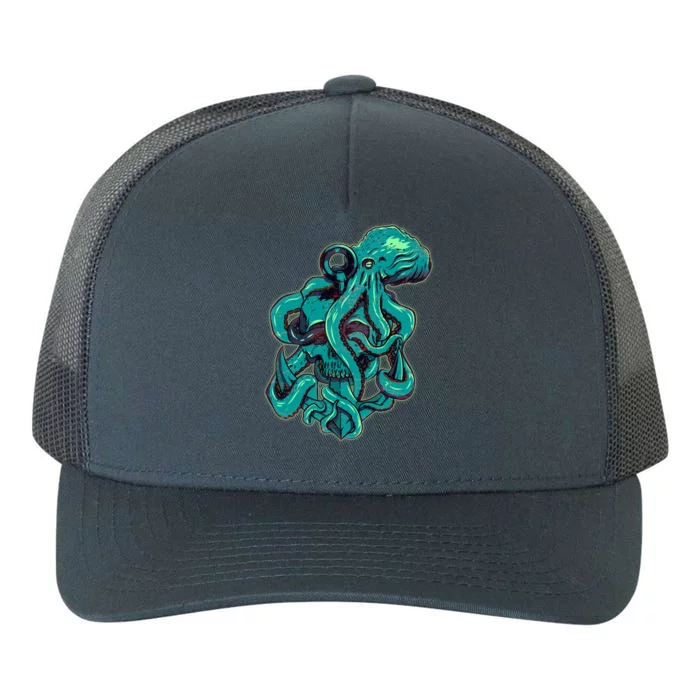 Cool Grunge Octopus Skull Yupoong Adult 5-Panel Trucker Hat