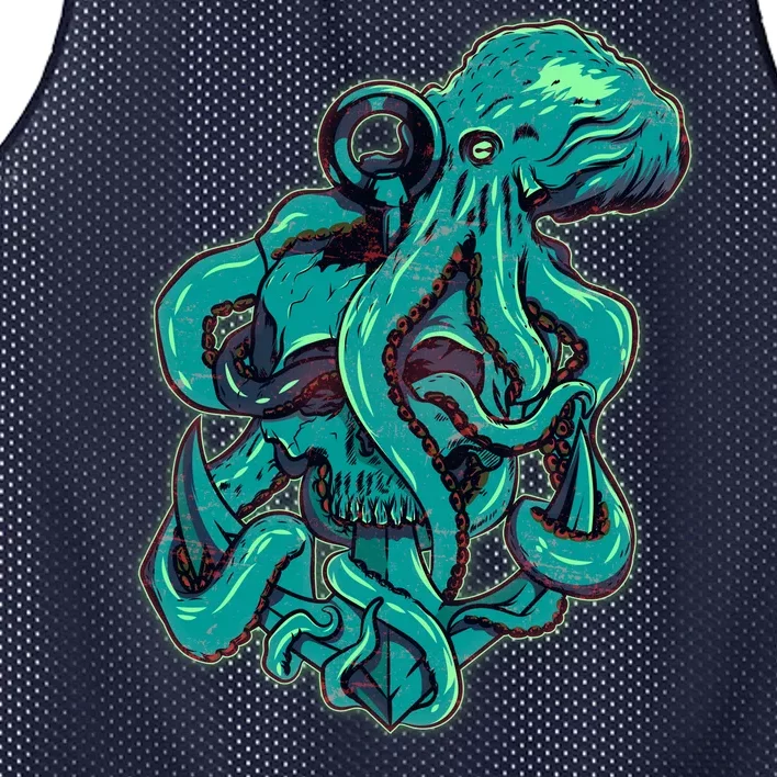 Cool Grunge Octopus Skull Mesh Reversible Basketball Jersey Tank