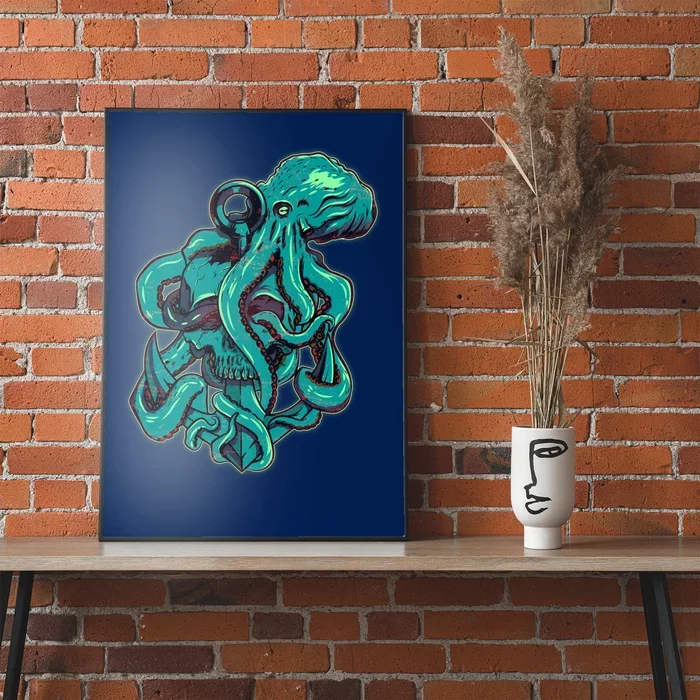 Cool Grunge Octopus Skull Poster