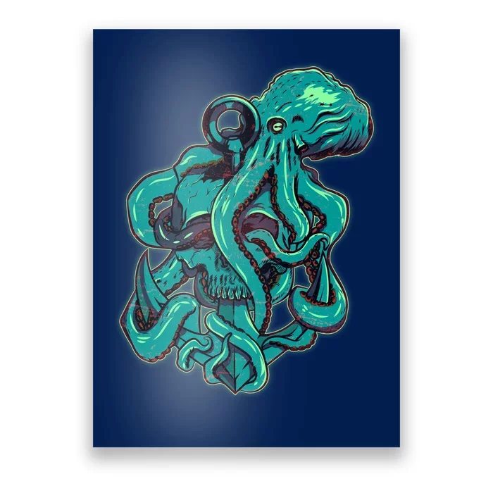 Cool Grunge Octopus Skull Poster