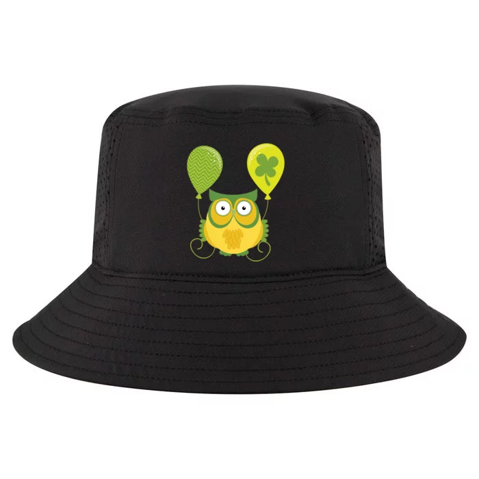 Cute Green Owl With Balloons Happy St. Patrick's Day Cool Comfort Performance Bucket Hat