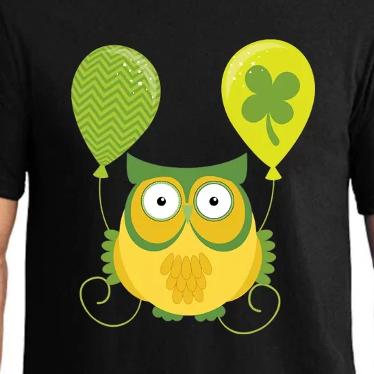 Cute Green Owl With Balloons Happy St. Patrick's Day Pajama Set