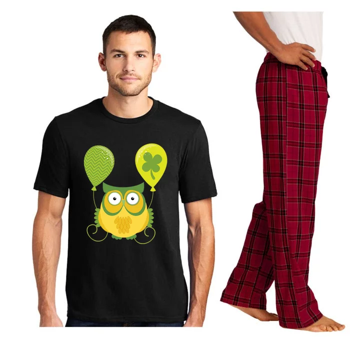 Cute Green Owl With Balloons Happy St. Patrick's Day Pajama Set