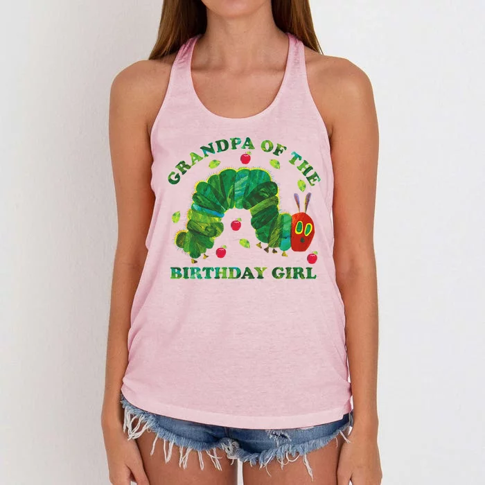 Cute Grandpa Of The Birthday Girl Hungry Caterpillar Women's Knotted Racerback Tank