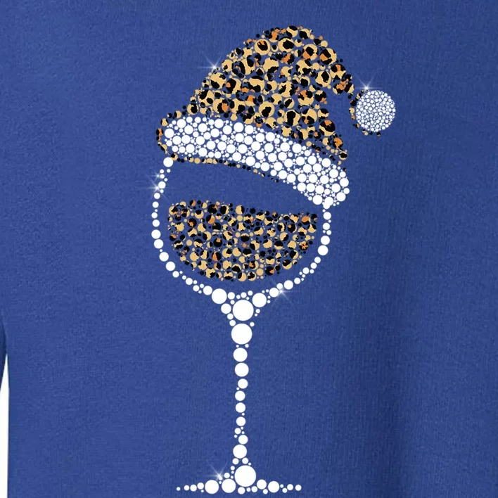 Christmas Glass Of Leopard Wine Buffalo Plaid Santa Hat Great Gift Toddler Sweatshirt