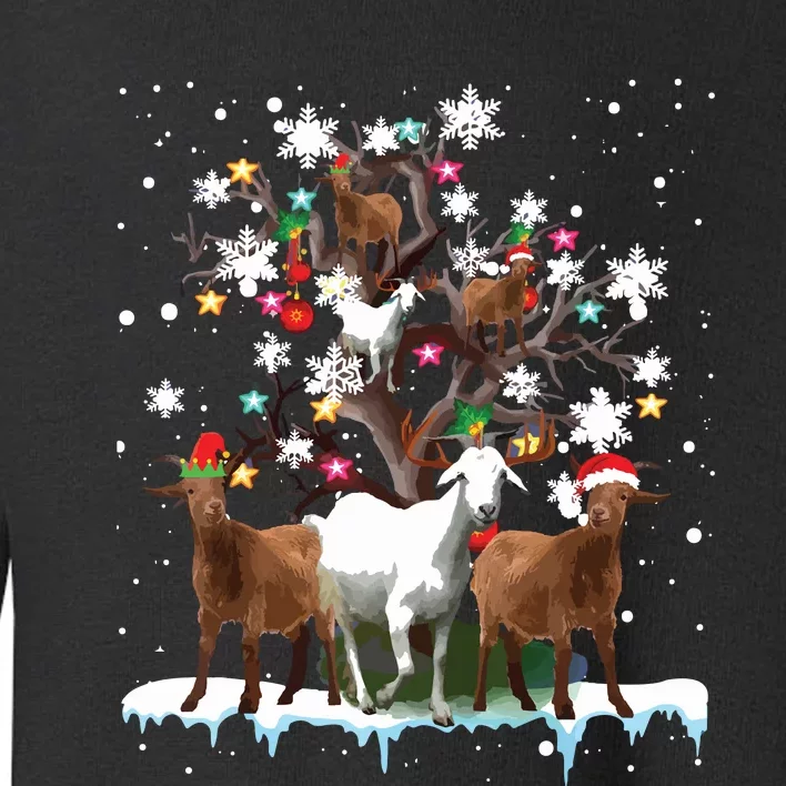 Christmas Goat On Tree Funny Santa Goat Lover Farmer Toddler Sweatshirt