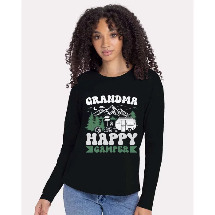 Cute Grandma Of The Happy Camper Camping Trip Gift Womens Cotton Relaxed Long Sleeve T-Shirt