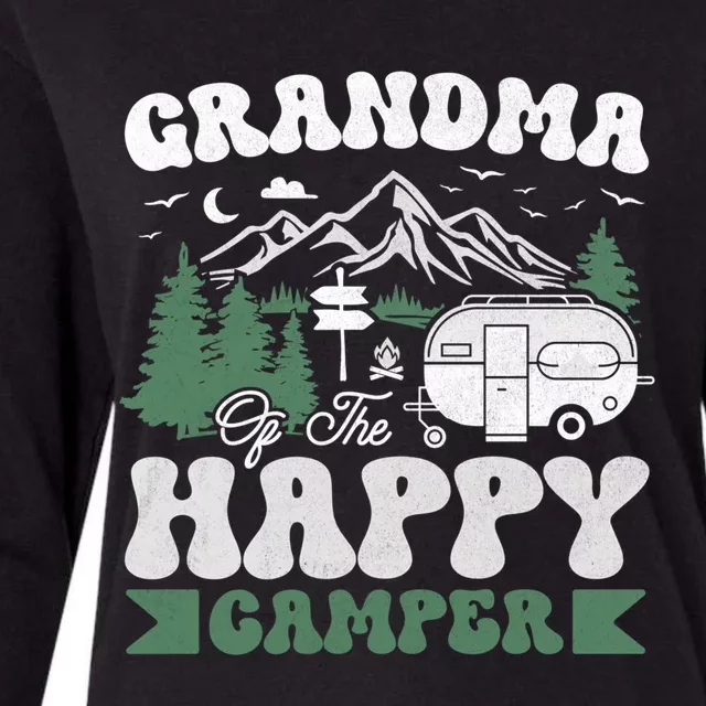 Cute Grandma Of The Happy Camper Camping Trip Gift Womens Cotton Relaxed Long Sleeve T-Shirt