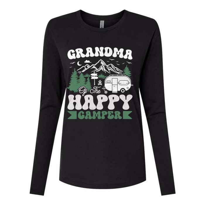 Cute Grandma Of The Happy Camper Camping Trip Gift Womens Cotton Relaxed Long Sleeve T-Shirt