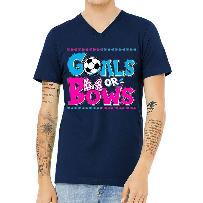 Cute Goals Or Bows Baby Gender Reveal V-Neck T-Shirt