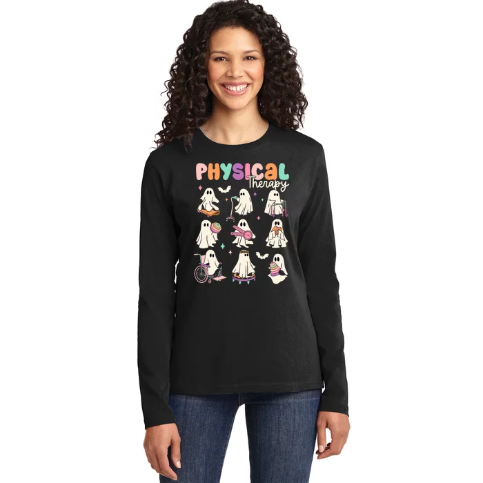 Cute Ghost Physical Therapy Pt Physical Therapist Halloween Ladies Long Sleeve Shirt