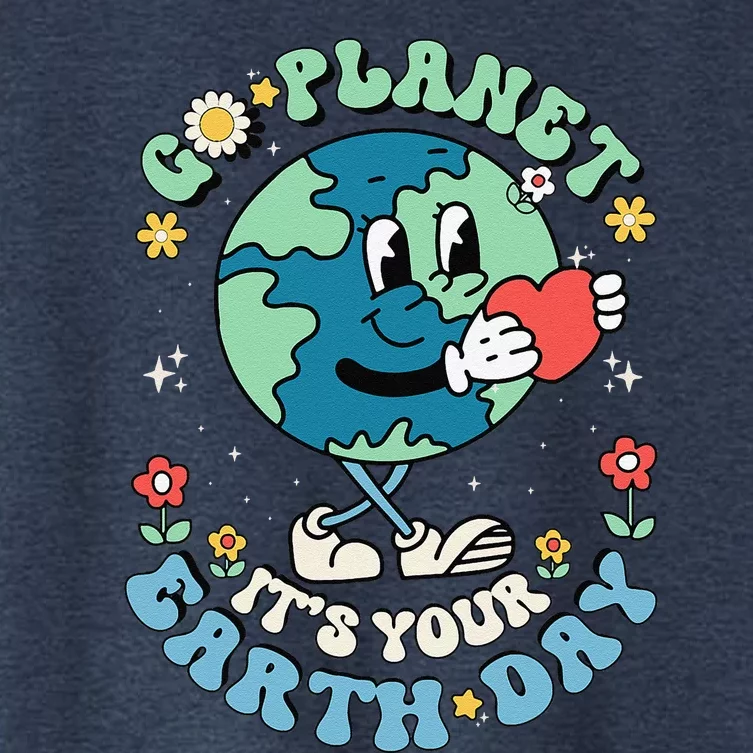 Cute Go Planet Its Your Earth Day 2024 Teacher Groovy Women's Crop Top Tee