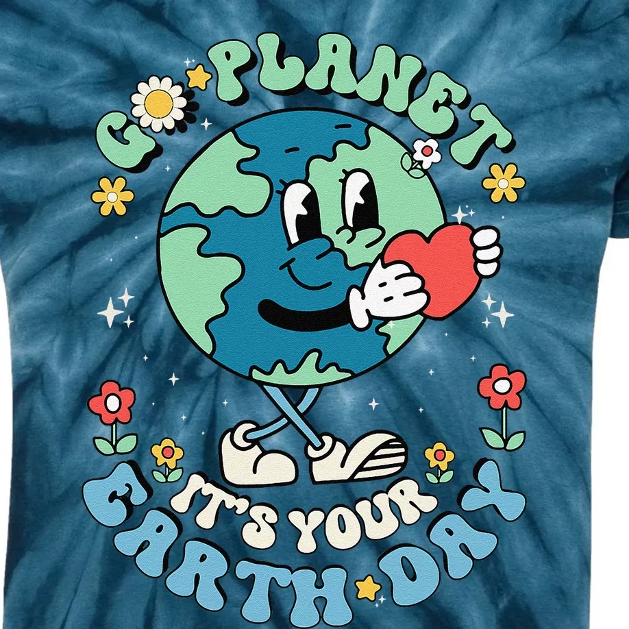 Cute Go Planet Its Your Earth Day 2024 Teacher Groovy Kids Tie-Dye T-Shirt