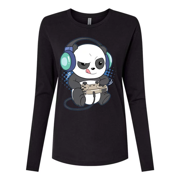 Cute Gaming Panda Video Game Computer Player Videogame PC Womens Cotton Relaxed Long Sleeve T-Shirt