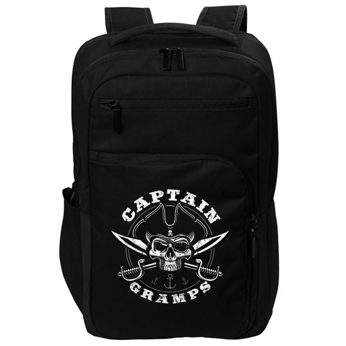 Captain Gramps Pirate Skull Funny Grandpa Grandparents Day Gift Impact Tech Backpack