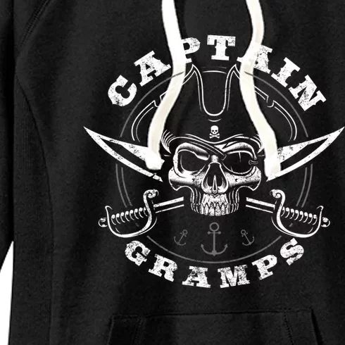 Captain Gramps Pirate Skull Funny Grandpa Grandparents Day Gift Women's Fleece Hoodie