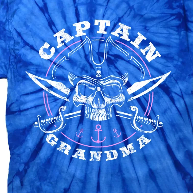 Captain Grandma Pirate Skull Funny Grandma Grandparents Day Gift Tie-Dye T-Shirt