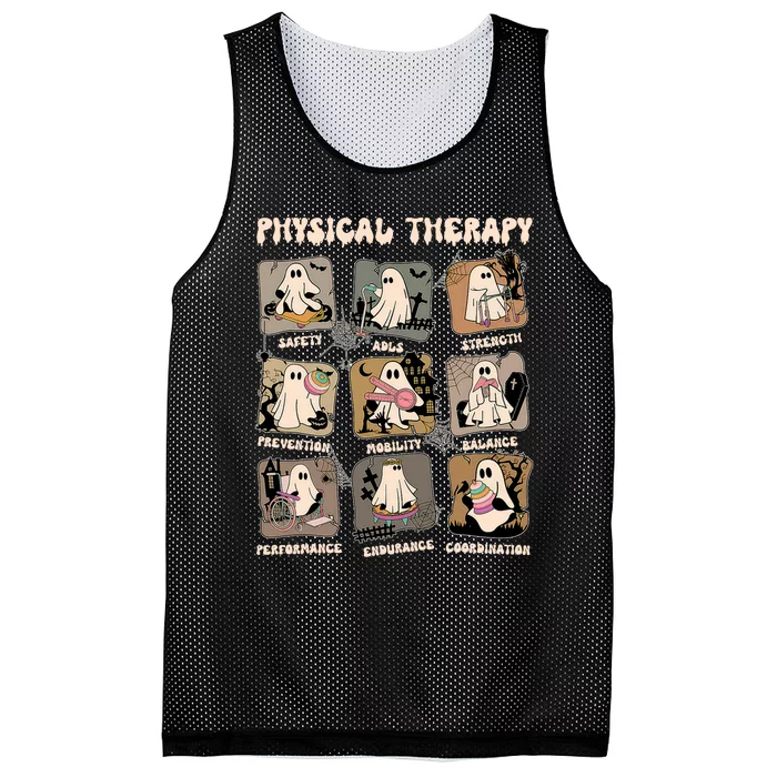 Cute Ghost Physical Therapy PT Physical Therapist Halloween Mesh Reversible Basketball Jersey Tank