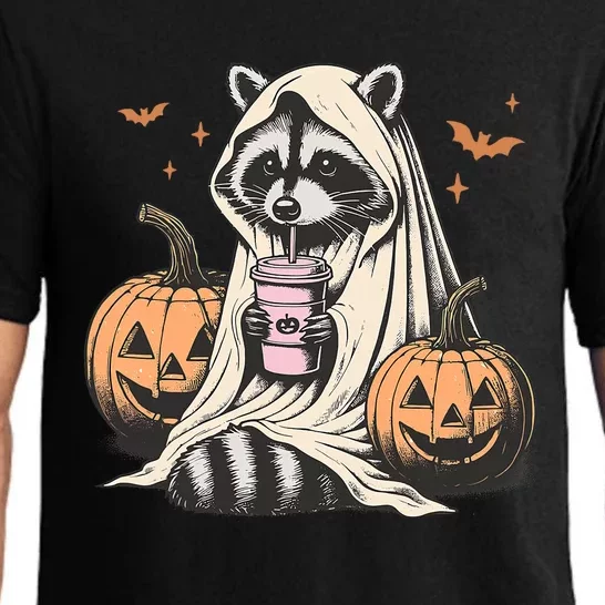 Cute Ghost Pumpkin Halloween Raccoon Costume Raccoon Lovers Pajama Set