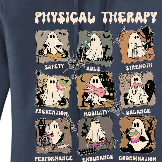 Cute Ghost Physical Therapy Pt Physical Therapist Halloween Women's Pullover Hoodie