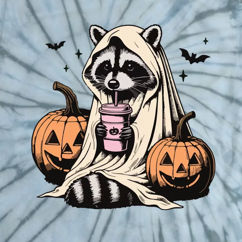 Cute Ghost Pumpkin Halloween Raccoon Costume Raccoon Lovers Tie-Dye T-Shirt