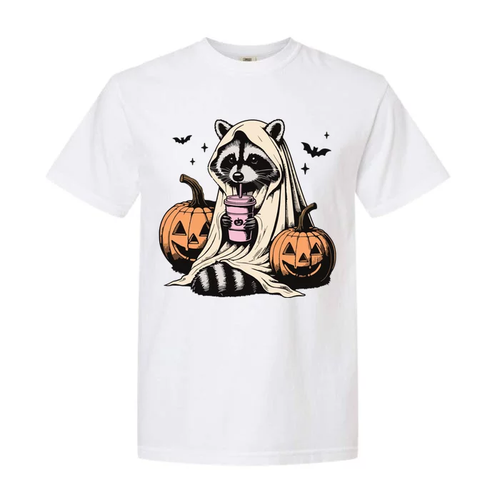 Cute Ghost Pumpkin Halloween Raccoon Costume Raccoon Lovers Garment-Dyed Heavyweight T-Shirt