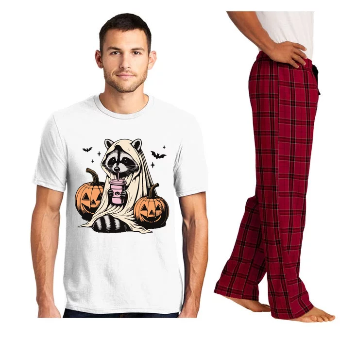 Cute Ghost Pumpkin Halloween Raccoon Costume Raccoon Lovers Pajama Set