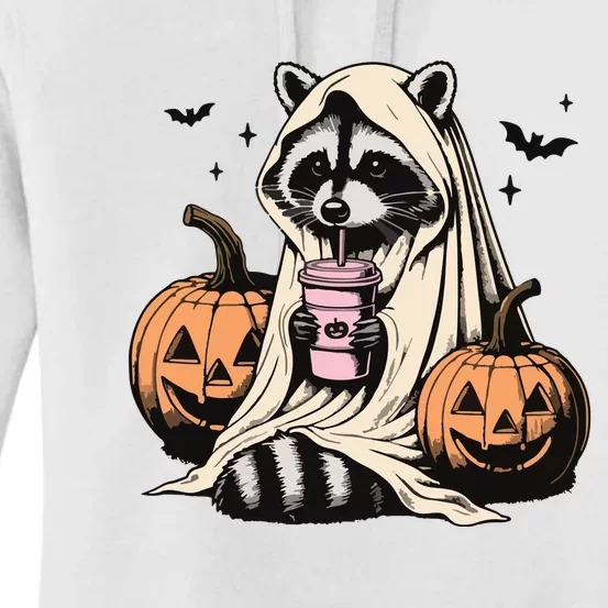 Cute Ghost Pumpkin Halloween Raccoon Costume Raccoon Lovers Women's Pullover Hoodie