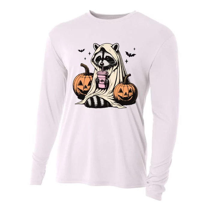 Cute Ghost Pumpkin Halloween Raccoon Costume Raccoon Lovers Cooling Performance Long Sleeve Crew