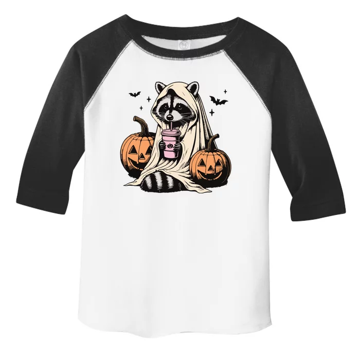 Cute Ghost Pumpkin Halloween Raccoon Costume Raccoon Lovers Toddler Fine Jersey T-Shirt