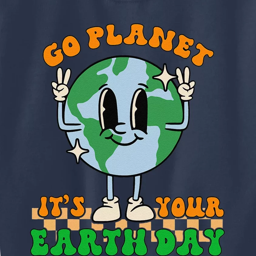 Cute Go Planet Its Your Earth Day Peace Groovy Kids Sweatshirt