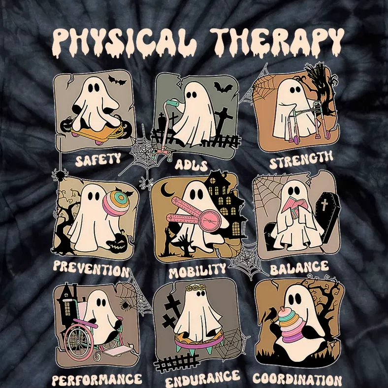 Cute Ghost Physical Therapy PT Physical Therapist Halloween Tie-Dye T-Shirt