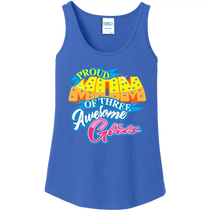 Cute Glam Proud Mom Of Three Awesome Gift Ladies Essential Tank