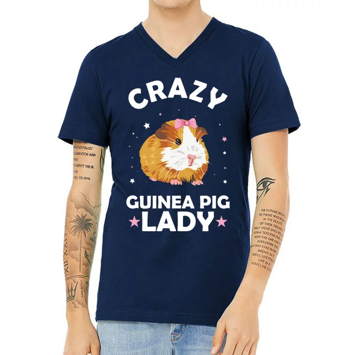 Crazy Guinea Pig Lady V-Neck T-Shirt