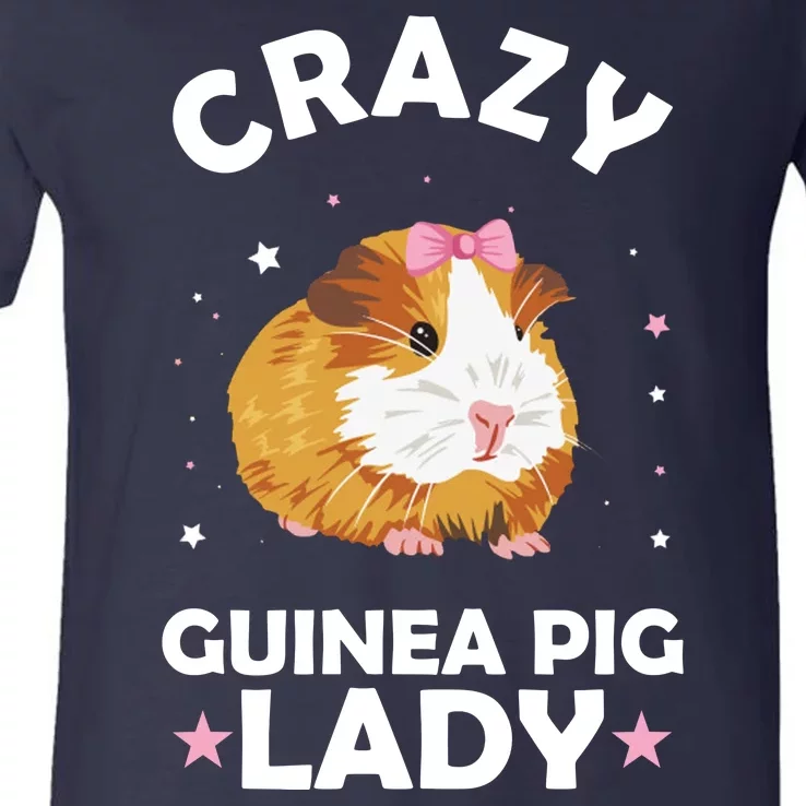 Crazy Guinea Pig Lady V-Neck T-Shirt