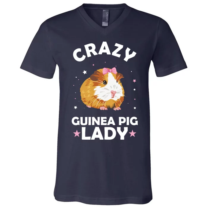 Crazy Guinea Pig Lady V-Neck T-Shirt