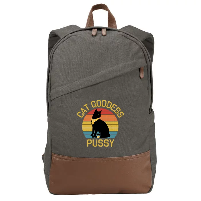 Cat Goddess Pussy Vintage Cotton Canvas Backpack